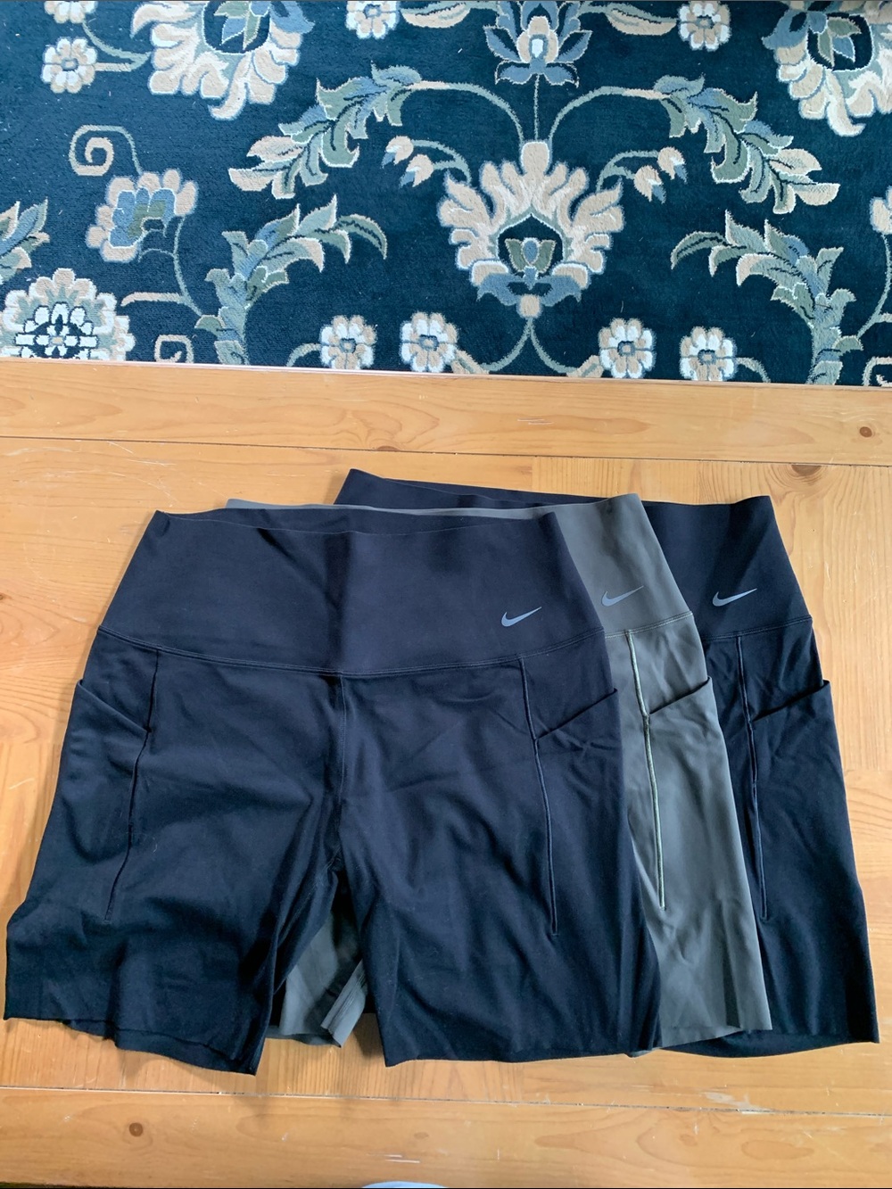 Nike Women’s Black and Olive Green Bike Shorts 3 pairs